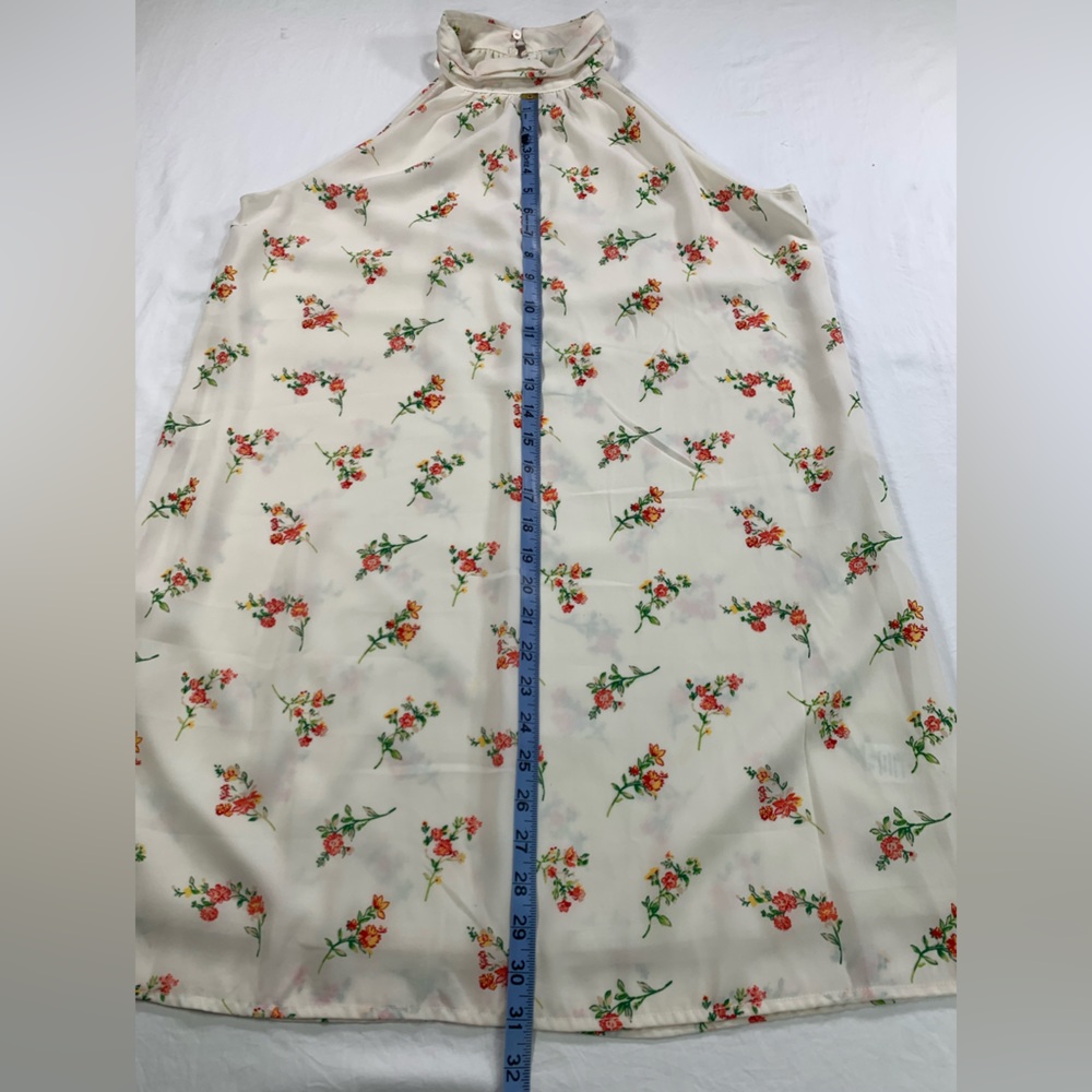 Floral Haulter‎ Top Dress All Over Pattern Cream Off White Women's Size M - Picture 4 of 13